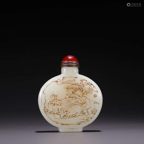 Figure snuff bottles, hetian jade chess playingSpecification...