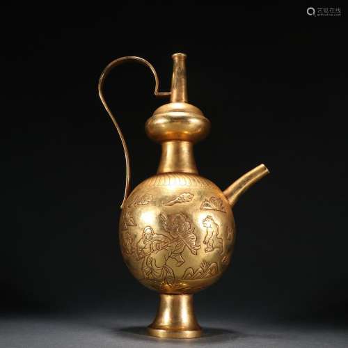 Liao, stories of copper and gold ewer.Specification: high 30...