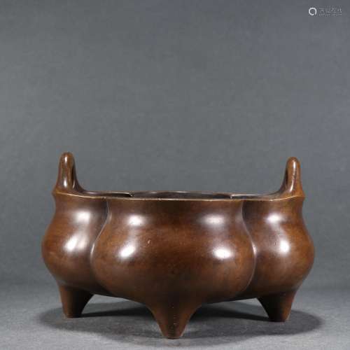The old copper foaming at the mouth ear incense burner.Speci...