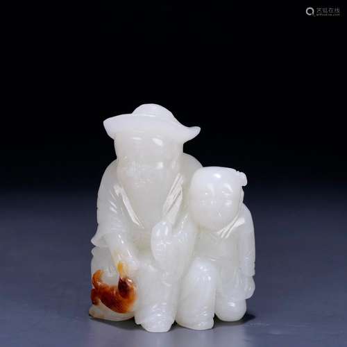 : hetian jade "fisherman proudly" fisherman furnis...