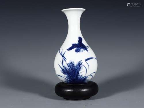 Wang step rosewood one blue and white flower on grain okho s...