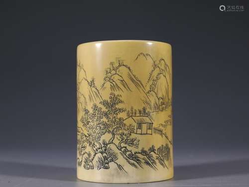 Old y landscape pattern brush potSize: 5.2 x 7.3 cm weighs 1...