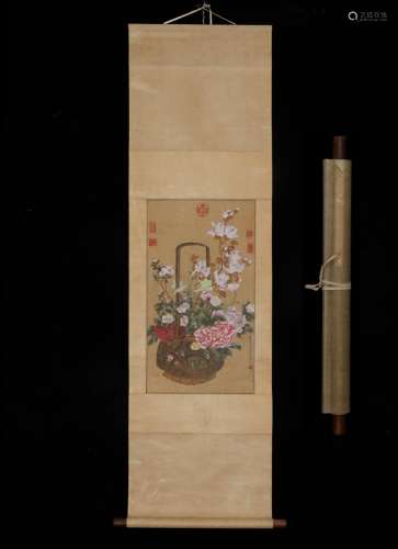 , figure silk scroll Lu Zhi flowersSize, 37 * 67