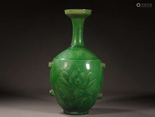 , kiln green glaze d-cut four bottlesSize, 29 x15cm