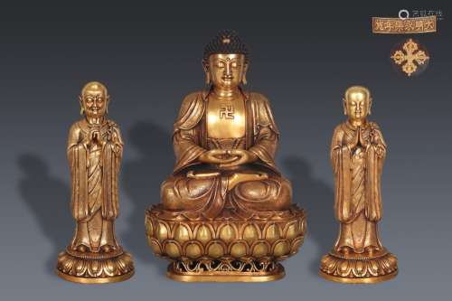 precision casting copper foetus a gold Buddha statue of a se...