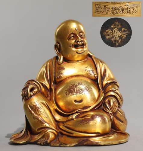 precision casting copper foetus gold maitreya statueSize, 14...