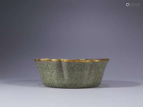 Longquan celadon bowls plated with goldSize: 11.3 x 4.2 cm w...