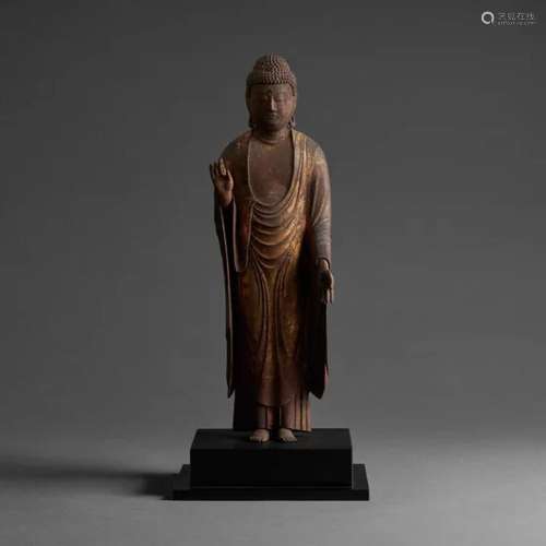 KAMAKURA PERIOD (13TH CENTURY) A Carved Wood Sculpture Of Am...