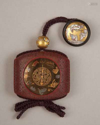 EDO PERIOD (19TH CENTURY) A Two-Case Lacquer Inro And Netsuk...