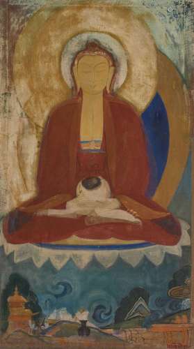 JAMINI ROY Painted circa 1940s Untitled (Seated Buddha)
