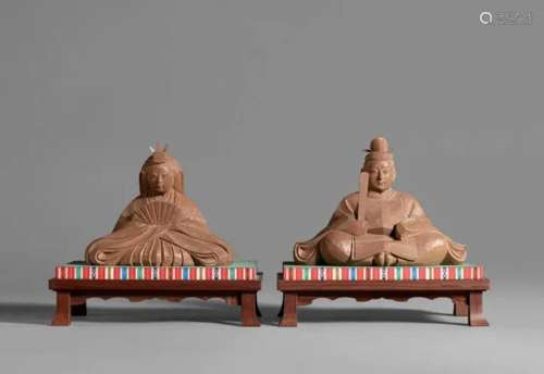 SHOWA PERIOD (20TH CENTURY) A Pair Of Carved Wood Sculptures...