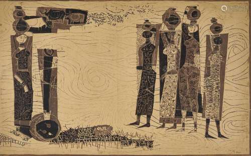 SHANTI DAVE Executed circa 1950s Untitled (At the Well)