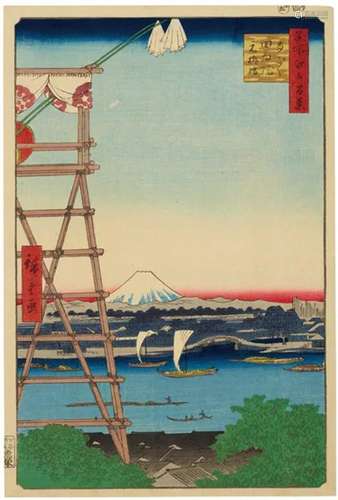 UTAGAWA HIROSHIGE Ryogoku Ekoin Moto Yanagibashi (Ekoin Temp...