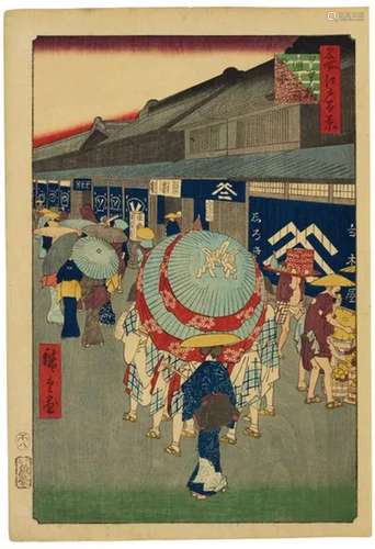 UTAGAWA HIROSHIGE Nihonbashi Tori Icchome Ryakuzu (View Of N...