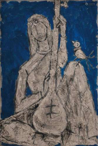MAQBOOL FIDA HUSAIN Painted in 1962 Untitled (Lady with a Si...