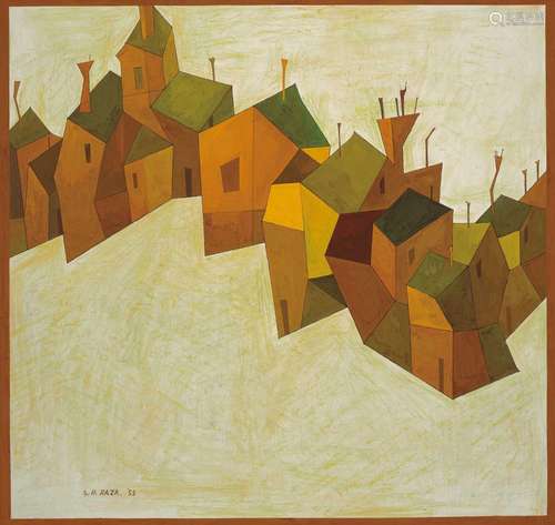 SAYED HAIDER RAZA Executed in 1953 Untitled (Houses)