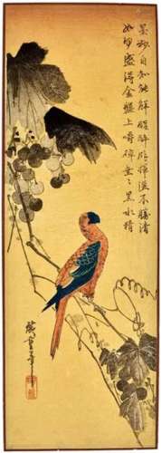 UTAGAWA HIROSHIGE Parrot On A Grapevine