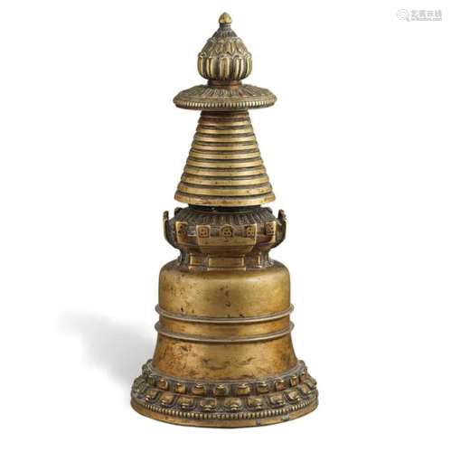 西藏 十四世纪 铜噶当佛塔