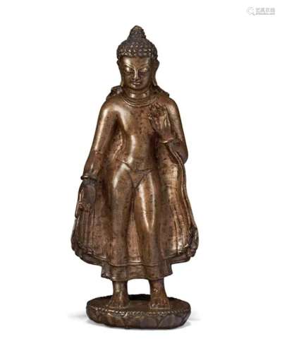 尼泊尔 尼波罗王朝 九世纪 铜佛立像