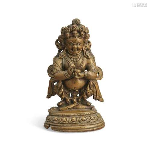 西藏 十五世纪 铜错银宝帐大黑天像