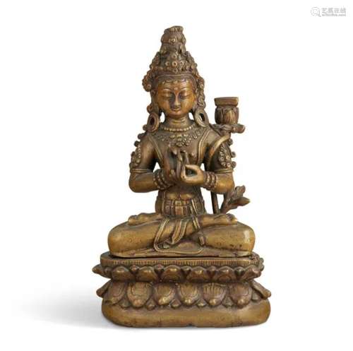 西藏 十八至十九世纪 铜文殊菩萨坐像