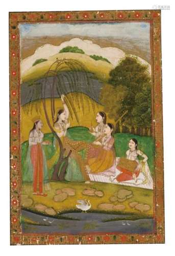 A PAINTING OF LADIES IN A LANDSCAPE