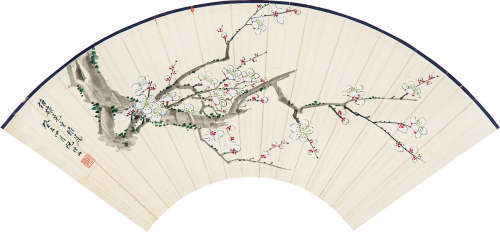 1891～1974 阮性山 梅花扇面 纸本 镜片