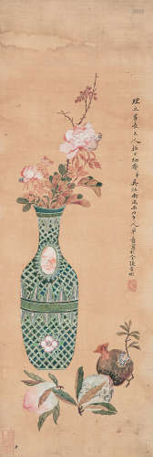 1885～1965 吴炳南 清供图 绢本 立轴