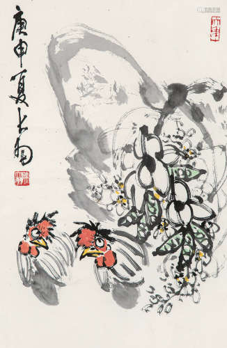 1921～2001 陈大羽 双吉图 纸本 立轴