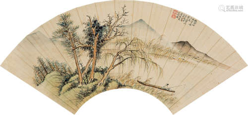 1890～1963 汪东 山水扇面 纸本 镜片