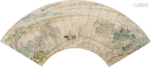 1763～约1837 顾洛 游春图扇面 纸本 镜片