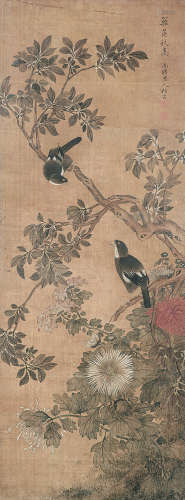 1660～1736 陈书 花鸟 绢本 立轴