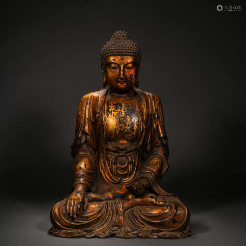 明 漆金木雕釋迦牟尼佛坐像