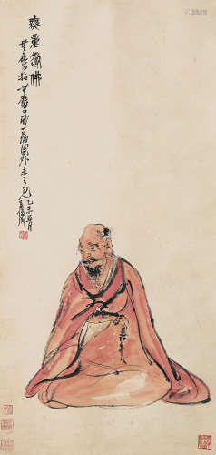 1844～1927 吴昌硕 红衣罗汉 纸本 立轴