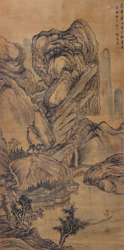 1597～1658 项圣谟 溪山放舟 绢本 立轴