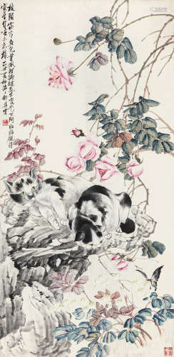 1890～1965 郑集宾 耄耋图 纸本 立轴