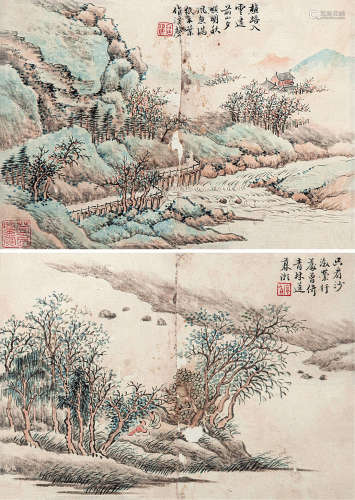 1796～1858 程庭鹭 山水二帧 纸本 册页