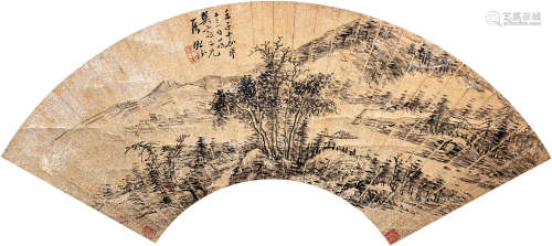 1778～1853 汤贻芬 山水扇面 纸本 镜片