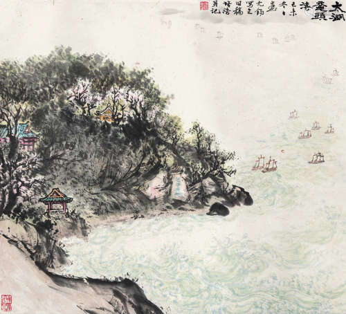 b.1935 梁培浩 太湖鼋头渚 纸本 立轴
