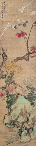1803～1886 张熊 花鸟 绢本 镜片