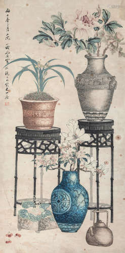 1899～1984 孔小瑜 清供图 纸本 立轴