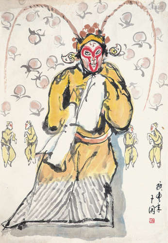 b.1936 聂干因 美猴王 纸本 单片
