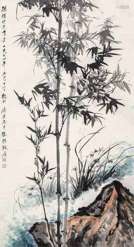 1910～1993 唐云 麻雀双清图 纸本 镜片