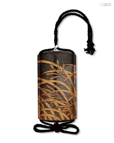 EDO PERIOD (19TH CENTURY) A FIVE-CASE LACQUER INRO WITH MOON...