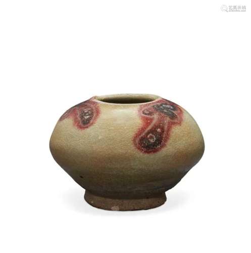 中国 唐 长沙窑釉下红彩小罐