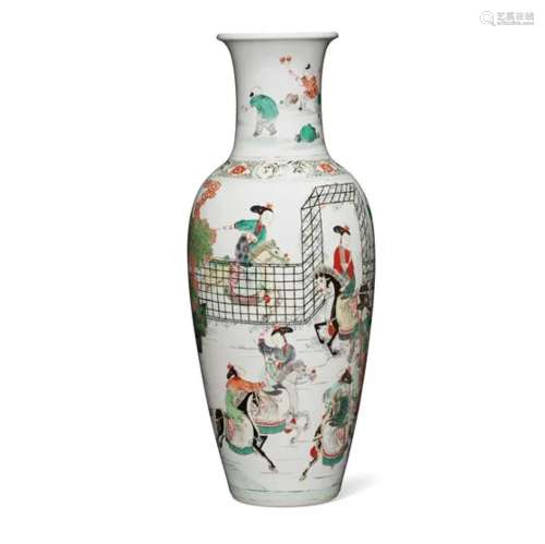中国 清19世纪 五彩「杨门女将」图大瓶