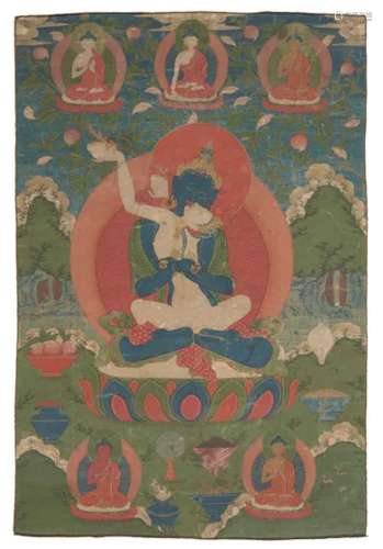 TIBET，18TH CENTURY A PAINTING OF VAJRADHARA AND CONSORT