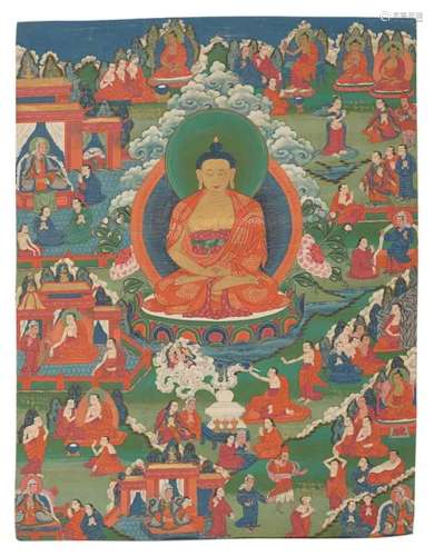 TIBET，19TH CENTURY A PAINTING OF AMITABHA IN THE WESTERN PAR...
