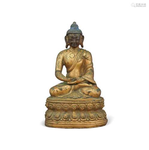 NEPAL，18TH CENTURY A GILT-COPPER FIGURE OF BUDDHA