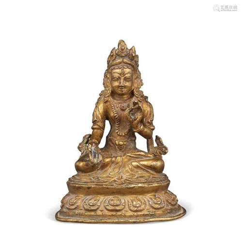 NEPAL，18TH CENTURY A GILT-COPPER FIGURE OF TARA